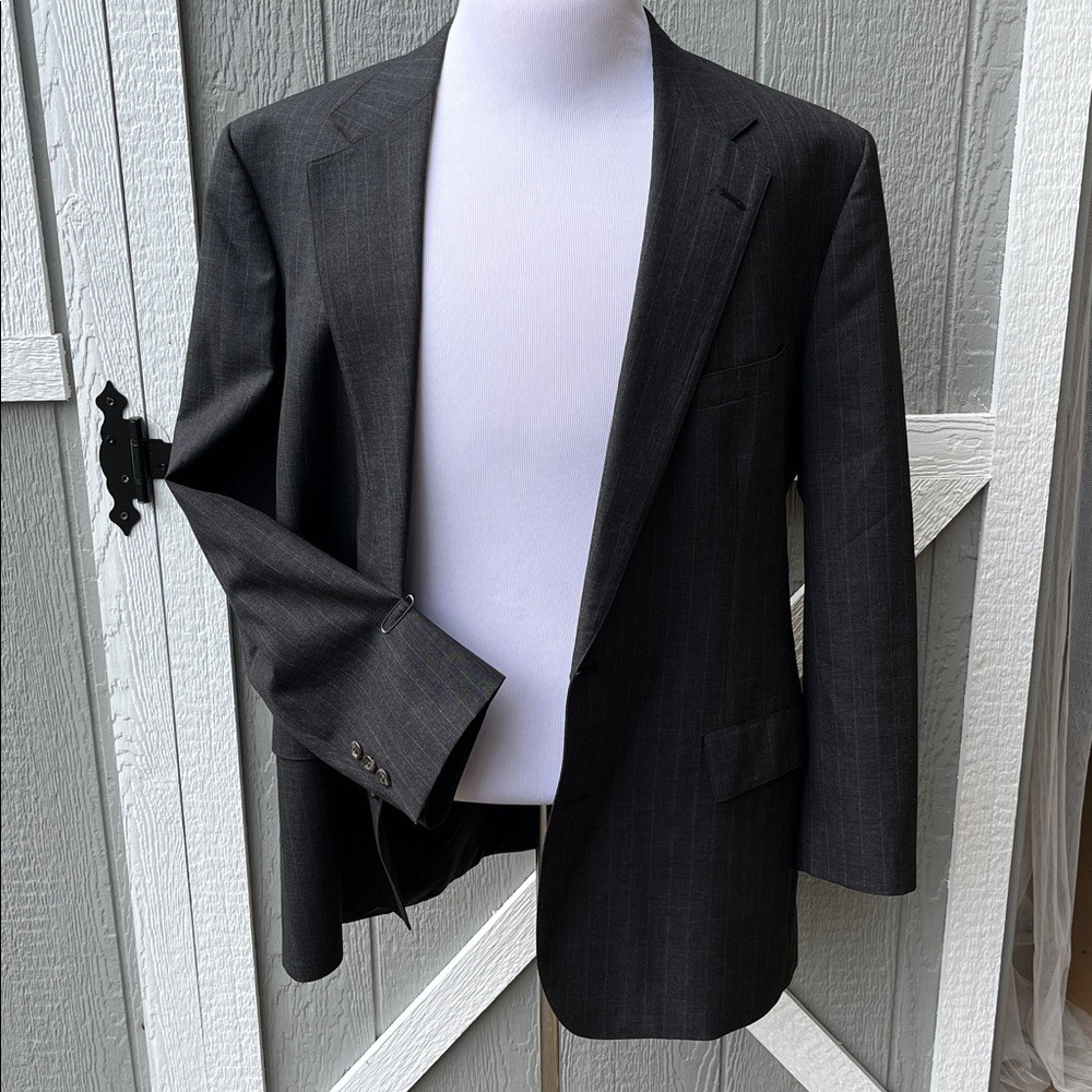 Brooks Brothers Gray Pinstripe 2 Button Suit Jacket Size 42R ? See Measurements